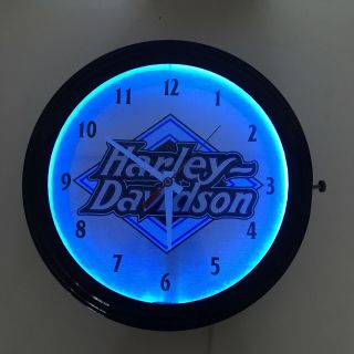 Harley Davidson Motorcycle Bike Lumichron Usa 12  Neon Light Up Clock Sign