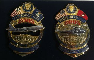 2005 Bush Presidential Inaugural Badge Set Air Force One 89th,  Marine One Hmx - 1