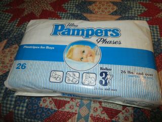 Vintage Ultra Pamper Phases For Boys With Blue Pinstripes Walker 3 Rare
