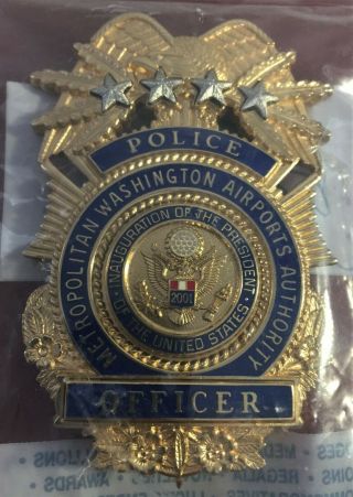 2001 Bush Presidential Inaugural Badge Washington Airports Authority Mwaa Police