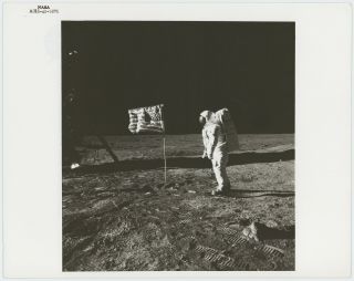 Apollo 11 Buzz Aldrin Moon Flag 1969 Authentic Vintage Nasa Photo As11 - 40 - 5875