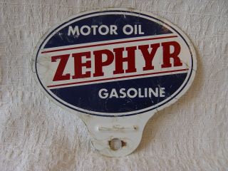 Vintage Zepher Motor Oil Gasoline Gas Advertising License Plate Topper