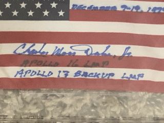 APOLLO 17 MOON LUNAR FLOWN FLAG SIGNED BY CHARLIE DUKE BAS AUTHENTICATED RARE 4
