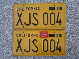 1956 California License Plates,  1961 Validation,  Dmv Clear Guaranteed,  Natural