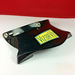 Vtg Black Vizor - Vu Motorcycle Helmet Visor W/ Rear - View Mirrors Steve Mcqueen