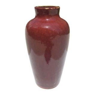 Vtg Chinese Oxblood Vase Urn Sang De Boeuf Copper Red Ceramic 12.  5” Heavy