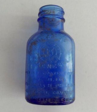 Antique Chas Phillips Milk Of Magnesia Embossed Cobalt Blue Glass Bottle 3.  5 "