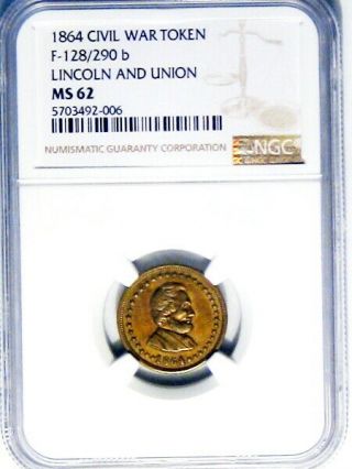 1864 Abraham Lincoln And Union Political Campaign Patriotic Civil War Token NGC 3