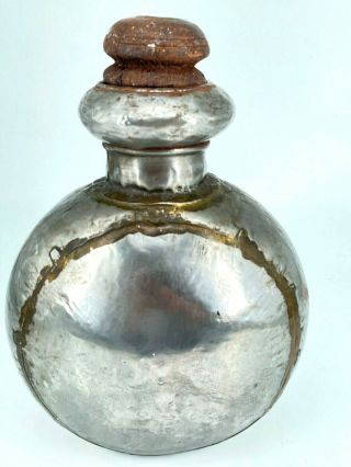 Vintage Antique Iron /metal Water Pot Jug India Water Bottle Vase With Cork Top
