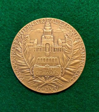 Panama Pacific World Exposition Of 1915 Bronze Medal Of Award; 2.  75 Inches.