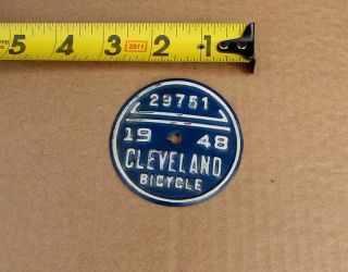 1948 Cleveland Ohio Bike Bicycle License Plate Tag