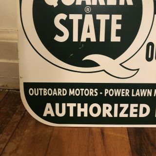 Vintage Quaker State Duplex Outboard Motor Oil Double Sided Flange Metal Sign 6