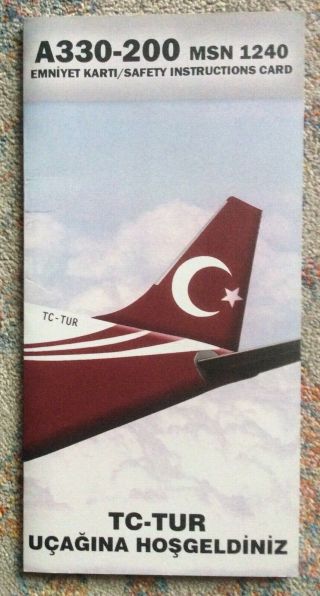 Safety Card A 330 - 200 Der Government Of Turkey (2014) Ultrarare