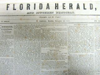 1842 St Augustine Florida Territory Newspaper - 2nd Seminole Indian War