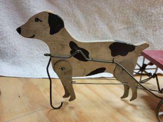 Vintage 1900 ' s Handmade Wooden Children ' s Pull Toy Dog and Boy Moving Dog Legs 2
