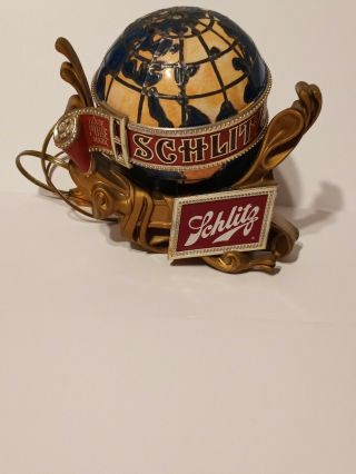Vintage 1960s Schlitz Beer Rotating Motion Lighted Globe Register/wall Sign