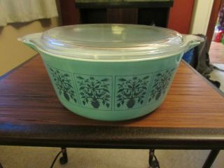 Rare Vintage Pyrex Saxony Tree Of Life 475 B 2.  5 Qt With Lid