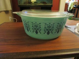 Rare Vintage Pyrex Saxony Tree Of Life 475 B 2.  5 Qt with lid 2