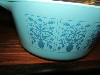 Rare Vintage Pyrex Saxony Tree Of Life 475 B 2.  5 Qt with lid 3