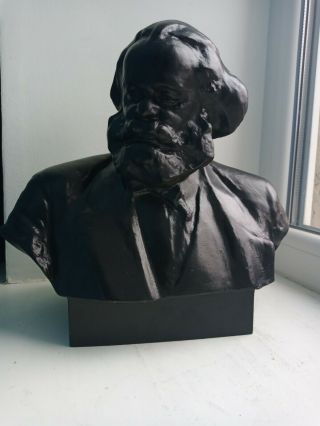 Big Metal Ussr Statue Bust Writing Karl Marx Soviet Russian Stigma 1961