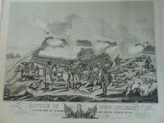 C.  1817 - Andrew Jackson - Battle Of Orleans - Large Engraving / Print