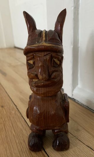 Vtg Carter Hoffman University College Wood Mascot Norwich? Viking Warrior Vandal