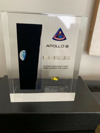 Apollo 8 Flown Checklist And Kapton Foil Nasa Lucite