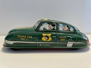 Vintage Marx Dick Tracy Squad Car No.  1 Wind - Up Toy 2