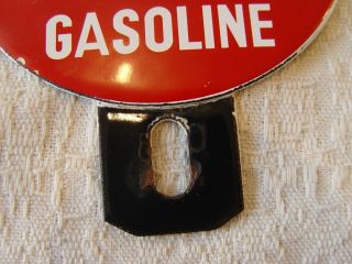 Vintage Hancock Gasoline 2 - Piece Porcelain Lollipop License Plate Topper Sign 2