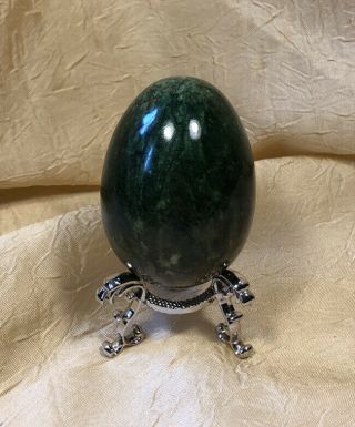 Vintage Green Alabaster Marble Stone Egg Hand Made