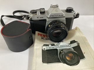Vintage Asahi Pentax K1000 35mm Film Camera Smc Pentax - M 1:1.  7 50mm Lens W/manua