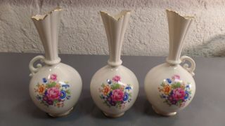 Lenox Rose 7 7/8 " Handled Bud Vases Usa - Set Of 3