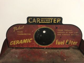 1946 Carter Carburetor Fuel Filter Metal Counter Display Cabinet Sign Brooklyn 4