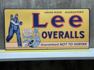 Lees Overalls Metal Embossed Sign Union Made Denim Jeans Work Bibs No Shrink