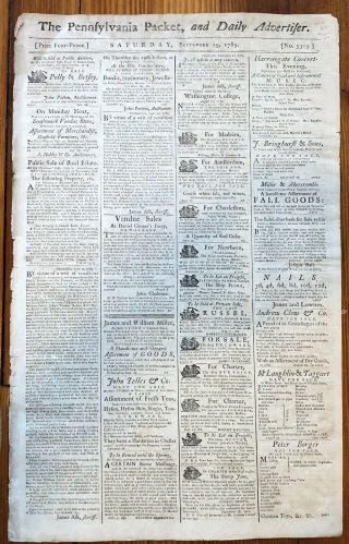 1789 Newspaper Washington College Chestertown Maryland To Hire President