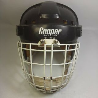 Vintage Cooper Sk2000 Helmet Black With Hm50 L Style Cage Very - Please Read