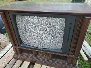 Vtg Zenith B25a74r 25 " Crt Tv,  Motherboard,  Control Switches Speakers /cords