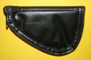 Browning Vintage Black Leather Gun Case For Baby Browning Velour Interior 6x4in.