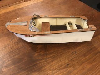 Vintage K&O Mercury Mark 55 Toy Outboard Boat Motor And Dolphin Boat 6