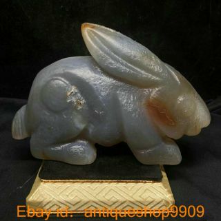 5.  8 " Old China Hongshan Culture Agate Onyx Dynasty Carving Rabbit Sculpture