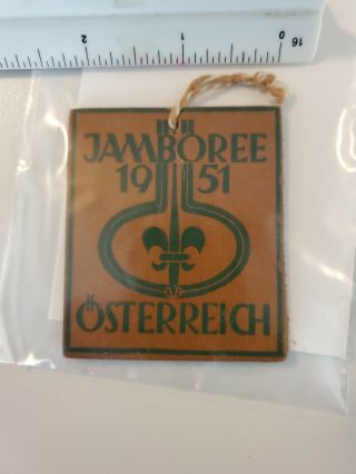 1951 Official Boy Scout World Jamboree Participant Leather Badge Austria,