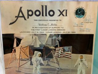 APOLLO 11 NASA FIRST LUNAR LANDING MISSION CERTIFICATE MOON 1969 NEIL ARMSTRONG 2
