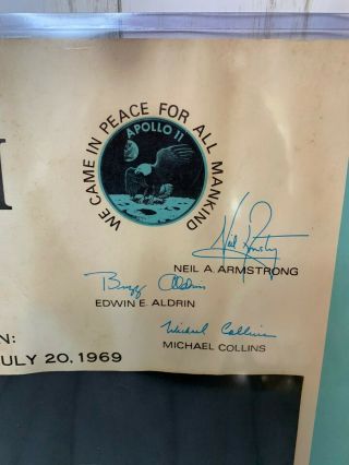 APOLLO 11 NASA FIRST LUNAR LANDING MISSION CERTIFICATE MOON 1969 NEIL ARMSTRONG 5