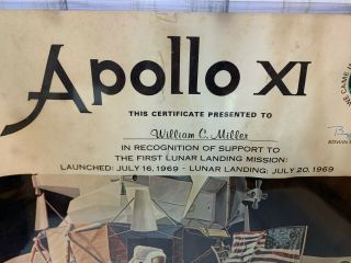 APOLLO 11 NASA FIRST LUNAR LANDING MISSION CERTIFICATE MOON 1969 NEIL ARMSTRONG 6
