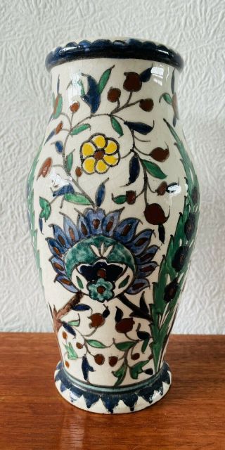 Antique Armenian Palestine Pottery Vase 24cms (9 1/2 ") High Signed,  Some Fleas.