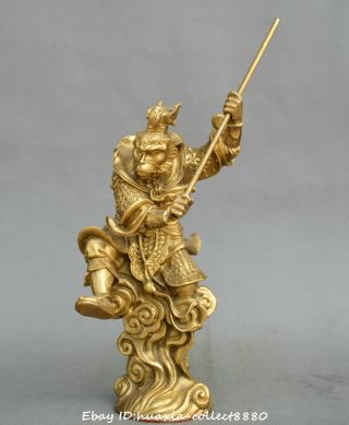 Chinese Fengshui Old Bronze Handsome Monkey King Sun Wukong Monkey King Statue