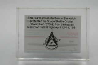 Thermal Tile Flown in Space on Shuttle Columbia STS - 1 NASA Johnson Space Center 6