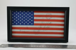 American Flag Flown In Space On Iss Signed By Us Astronauts & Russian Cosmonauts