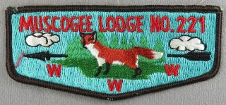 Oa Muscogee Lodge 221 S1 Flap Blk Bdr.  Indian Waters,  Sc (glue On Back) [tk - 870]