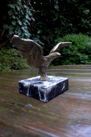 Vintage Solid Brass Eagle Ornament Decorative Statue On Marble Square Base 09 - 04